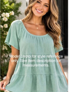 Heimish Mint Green Textured Tiered Babydoll Tunic Top Size S - NWOT